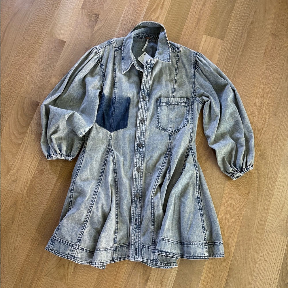 Free People denim mini dress Size XS